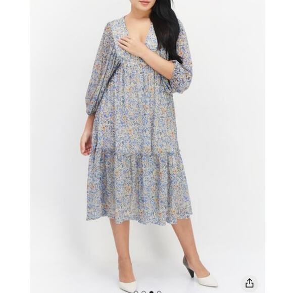 Pull&Bear Dresses & Skirts - Pull&Bear Women’s Paisley Midi Casual Dress, Blue Combo - Size S